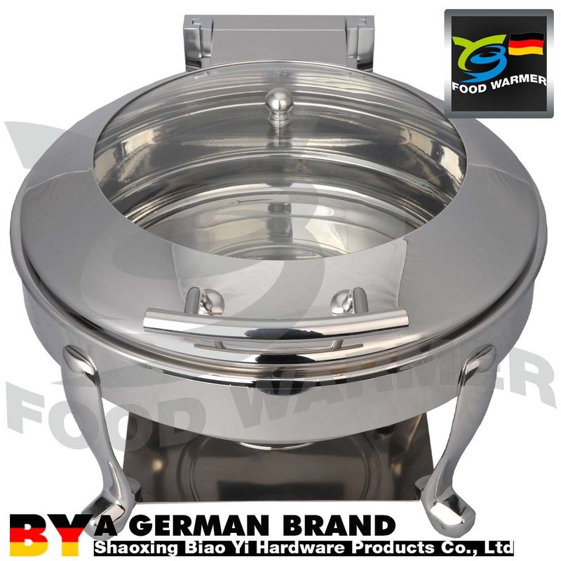 Round Stainless Steel Chafing Dish Machanical Hinge System Easy Operation